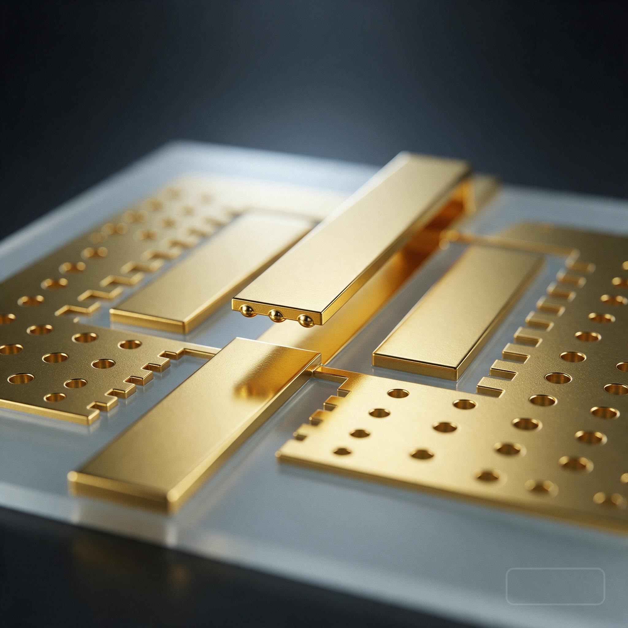Ohmic-contact RF MEMS switch die with a suspended gold cantilever over a broken signal line
